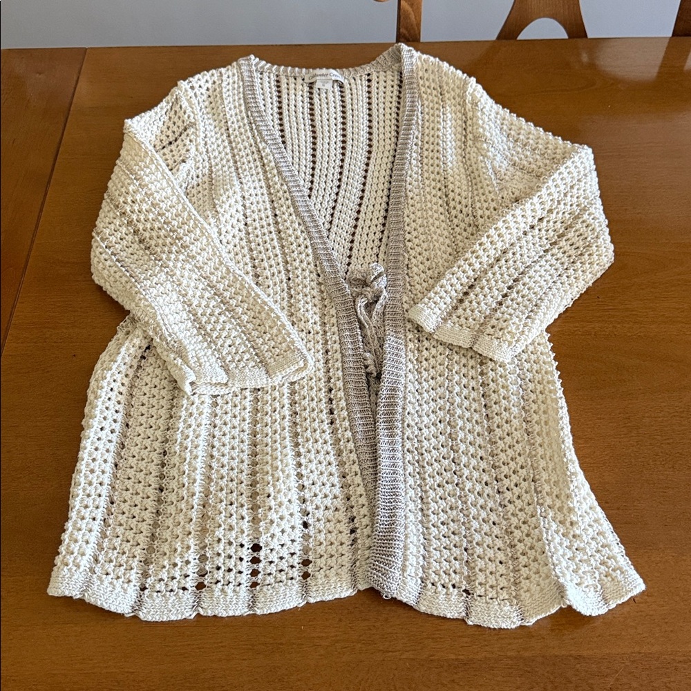 Coldwater Creek Crocheted Ivory  Open-Knit Sweater XL NWOT - Picture 4 of 5